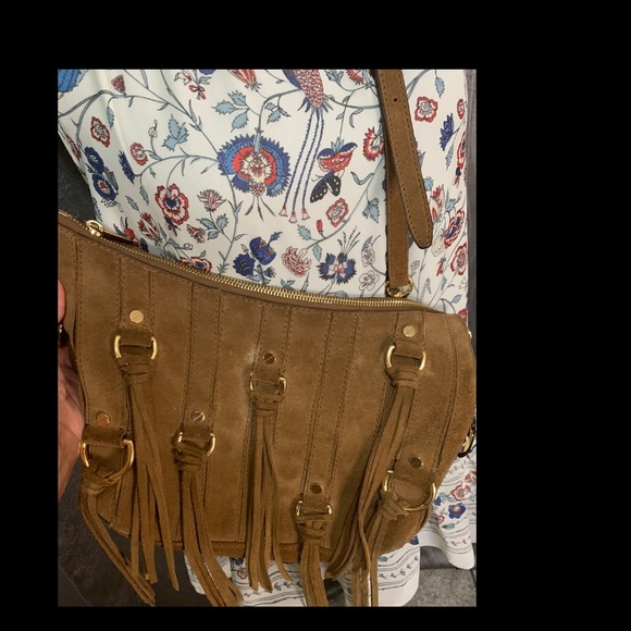 Michael Kors Presley Brown Suede Fringe Tassel Shoulder Bag - Picture 2 of 7
